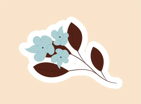 女性花卉图标 蓝色的花和美丽的花束 社交网络和信使的贴纸 印在织物上的图形元件 自然与花卉 卡通平面矢量插图 — 图库矢量图片