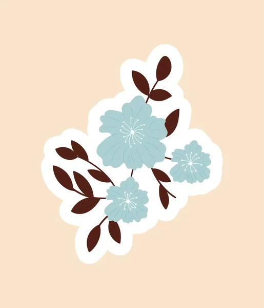 女性蓝花图标 春天的象征 植物和植物学 花卉学 美学与高雅 用于网站的图形元素 自然和植物 卡通平面矢量插图 — 图库矢量图片