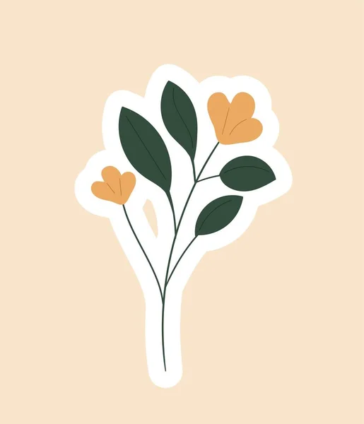 ファムイエローフラワーアイコン 自然と植物と生物学についてです 春と夏の季節のシンボル ロマンチックなプレゼントとサプライズ ブロッサム ブランチ ペタール 漫画フラットベクターイラスト — ストックベクタ