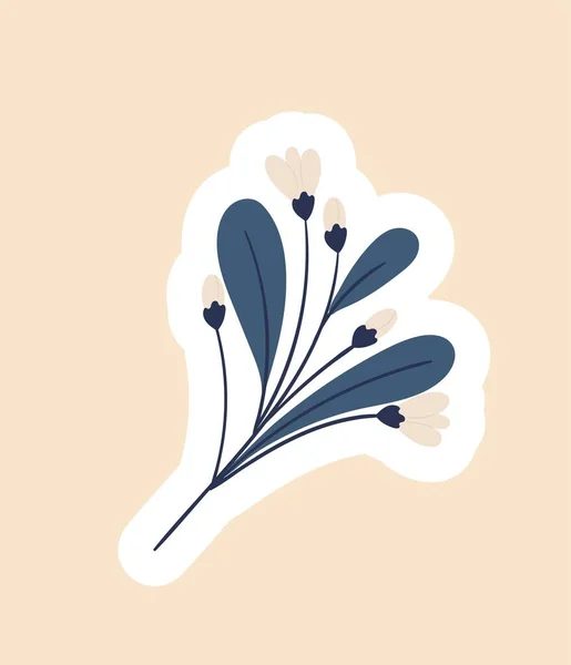 Ícone Flor Branca Femme Estética Elegância Natureza Botânica Floricultura Adesivo —  Vetores de Stock