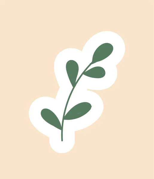 ファムリーフアイコン 葉が付いている枝 自然は生物学です 生地に印刷するためのグラフィックエレメント 最小限のロゴ 藻類と植物 ボタニーと花屋さん 漫画フラットベクターイラスト — ストックベクタ