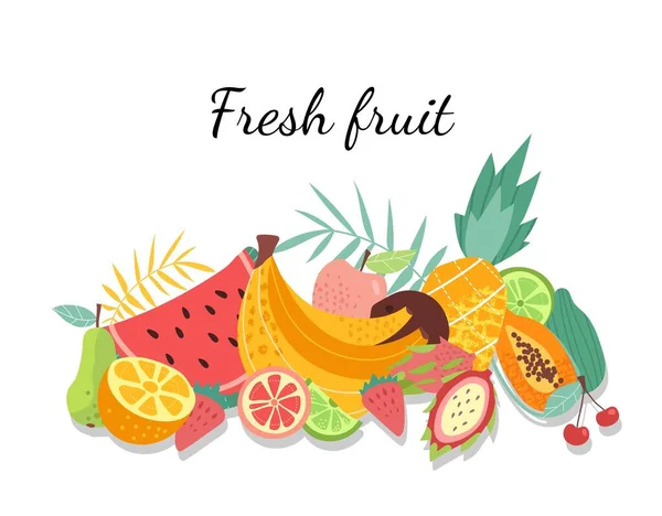 Conceito Composição Frutas Cartaz Banner Para Site Símbolo Verão Países —  Vetores de Stock
