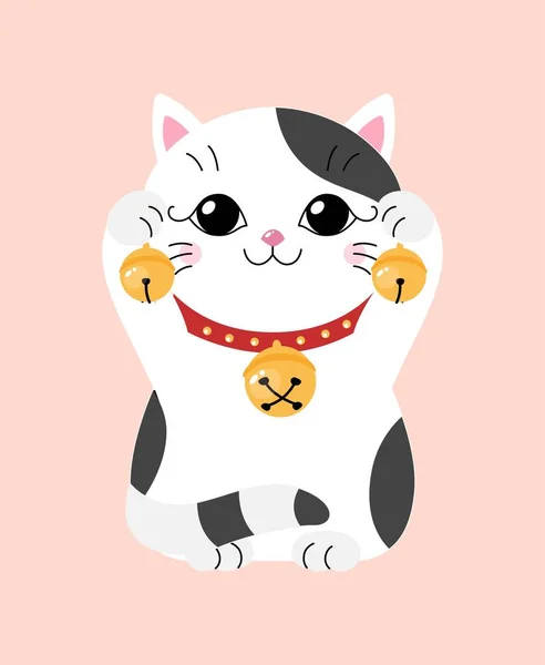 마네키 스타일 고양이 아시아의 전통과 네트워크와 메신저에 반응을위한 스티커 고양이 — 스톡 벡터