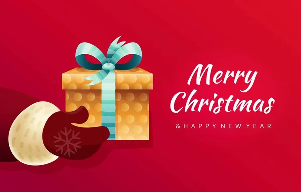 Pai Natal Segurar Presente Natal Saudação Cartão Convite Ano Novo —  Vetores de Stock