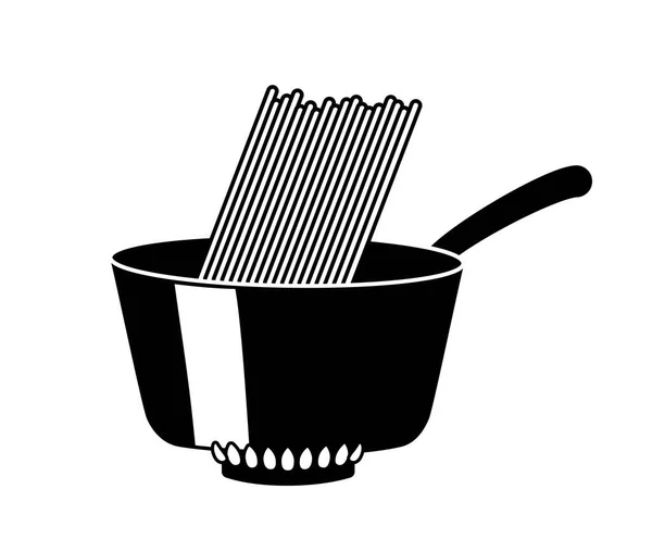 Black Pot Icon Spaghetti Pasta Aesthetics Elegance Minimalistic Creativity Art — Stock Vector