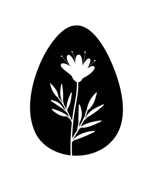 Siyah Yumurta Silueti Yıldızların Yanında Lüks Bir Çiçek Estetik Zarafet — Stok Vektör