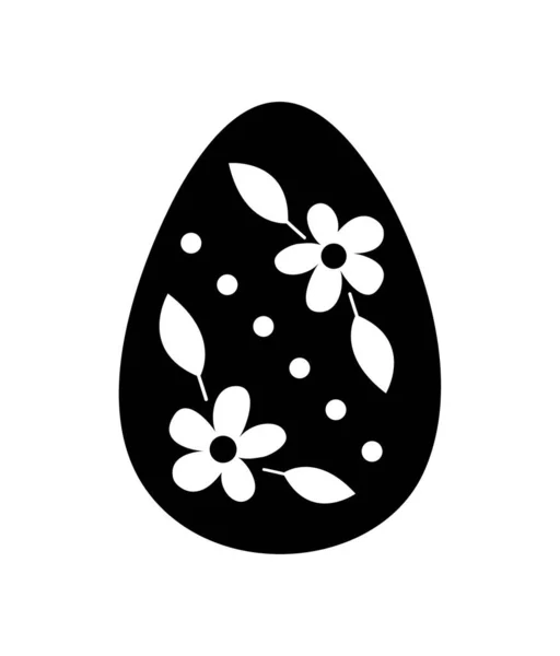 Силуэт Черного Яйца Абстрактные Узоры Точки Листья Плакат Баннер Сайта — стоковый вектор