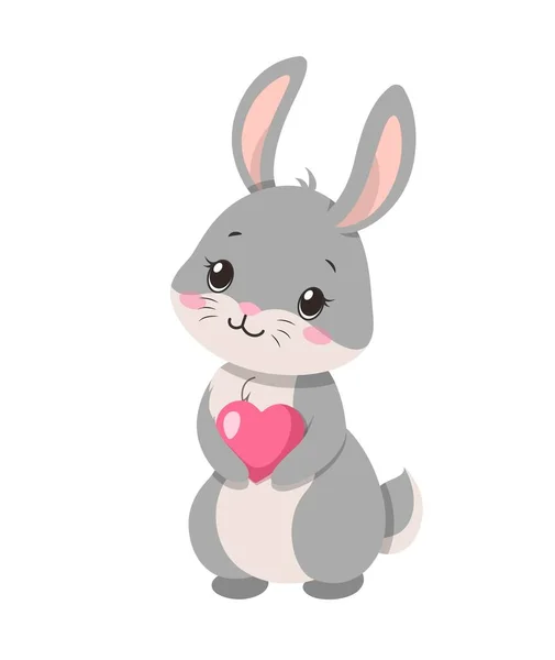 Lapin Amoureux Animal Tient Cœur Sticker Pour Les Réseaux Sociaux — Image vectorielle