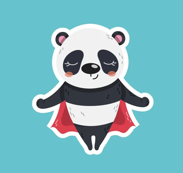 Niedliche Superhelden Panda Ikone Aufkleber Für Soziale Netzwerke Und Instant — Stockvektor