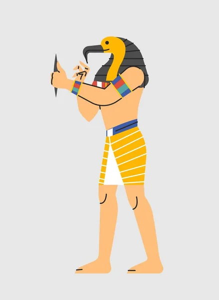 Egyptian God Thoth Concept Man Birds Head Mythology Ancient African — Stock Vector