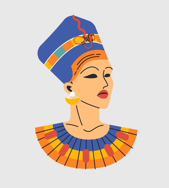 Conceito Rainha Egípcia Mulher Acessórios Tradicionais Jóias Nefertiti Com Brincos —  Vetores de Stock