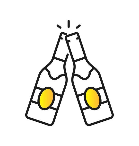 Ikona Nápoje Pivovaru Lahvičky Piva Nebo Vína Alkoholický Nápoj Odpočinek — Stockový vektor