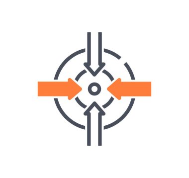 Oklar hedef simgesinde. Hedefler ve gelecek vizyonu belirlemek, reklam metaforu. Web sitesi afişi ya da afişi. Motivasyon ve liderlik kavramı. Çizgi film düz vektör çizimi