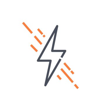 Şimşek çizgisi simgesi. Enerji, elektrik ve hız metaforu. Doğal fenomen ve atmosfer, sonbahar mevsimi. Güç ve güç. Şirket ya da organizasyon logosu. Çizgi film düz vektör çizimi
