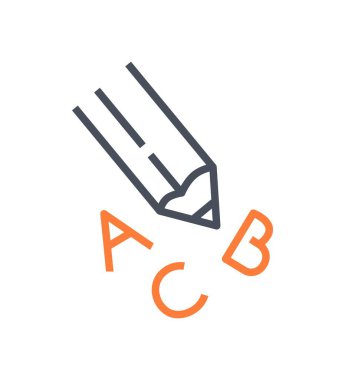 Harf simgesi olan kalem. Alfabe, anaokulu öğrencileri için eğitim ve öğrenme metaforu, dil eğitimi. Program ve uygulamalar için arayüz. Çizgi film düz vektör çizimi