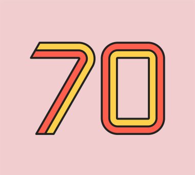 Retro 70 metin konsepti. Şirket ya da organizasyon için minimalist logoti. Web sitesi afişi ya da afişi. Havalı hippi titreşimleri. Antika ve eski tarz. 70 'lere kadar. Çizgi film düz vektör çizimi