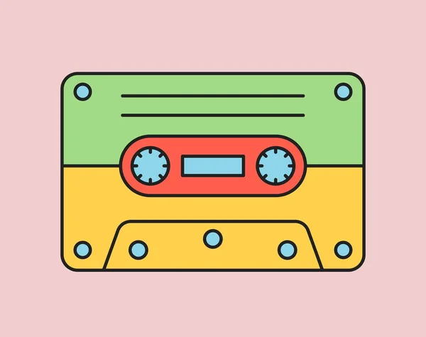Concetto Cassetta Retrò Inventario Multicolore Ascolto Musica Memorizzazione File Audio — Vettoriale Stock
