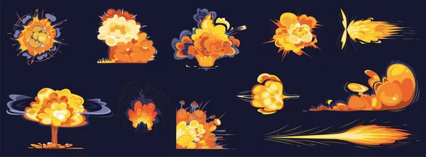 Взрывы Бомб Коллекция Графических Элементов Игр Повреждения Разрушения Война Взрыв — стоковый вектор