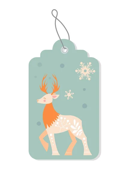 Étiquette Scandinave Avec Cerf Animal Cornes Forestières Imagination Fantaisie Symbole — Image vectorielle