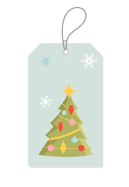Σκανδιναβική Ετικέτα Χριστουγεννιάτικο Δέντρο Χειμερινές Διακοπές Και Γιορτές Πρωτοχρονιά Πρότυπο — Διανυσματικό Αρχείο