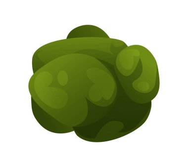 Peyzaj elemanı üst görünümü. Yaprakları ve dalları olan güzel yeşil çalı. Bahçe ya da park tasarımı. Tasarım projesi ya da planı için nesne. Çizgi film düz vektör çizimi beyaz arkaplanda izole edildi