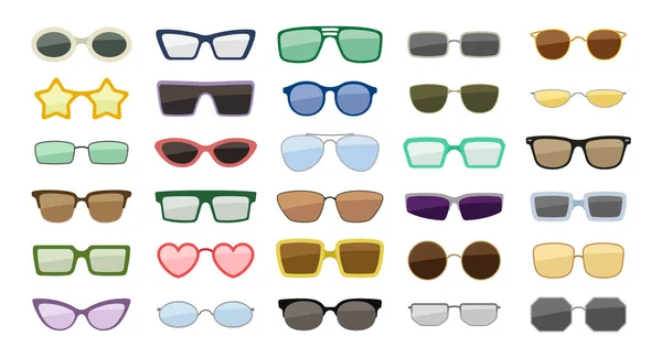 Set Diverse Icone Occhiali Sole Occhiali Retrò Proteggere Gli Occhi — Vettoriale Stock