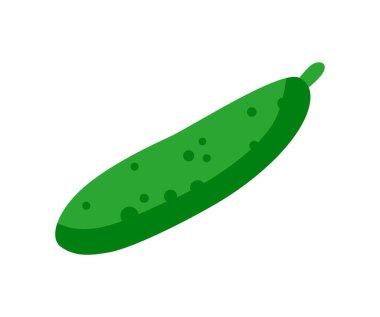 Sağlıklı yemek ikonu. Taze salatalıklı çıkartma. Yemek pişirmek için harika bir malzeme. Organik sebze. Sağlıklı yaşam tarzı ve diyet. Çizgi film düz vektör çizimi beyaz arkaplanda izole edildi