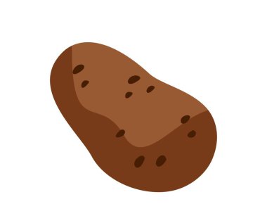 Sağlıklı yemek ikonu. Olgun çiğ patatesli renkli çıkartma. Organik tarım ürünü. Doğal bitki kökü. Sağlıklı yaşam tarzı ve diyet. Çizgi film düz vektör çizimi beyaz arkaplanda izole edildi