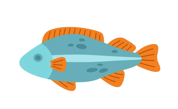 Healthy Food Icon Colorful Sticker Raw Sea Fish Natural Organic — Stock Vector