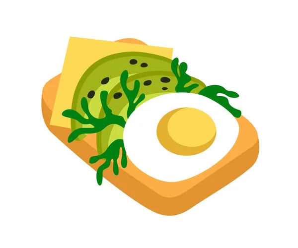 Icône Nourriture Saine Sticker Sandwich Aux Œufs Brouillés Avocat Fromage — Image vectorielle