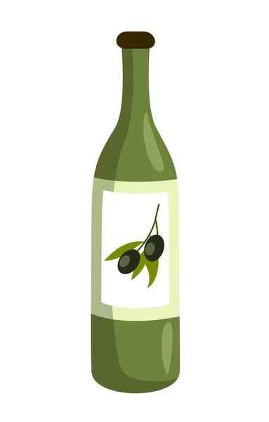 Hälsosam Matikon Färgglada Klistermärke Med Flaska Ekologisk Vegetabilisk Olja Olivolja — Stock vektor