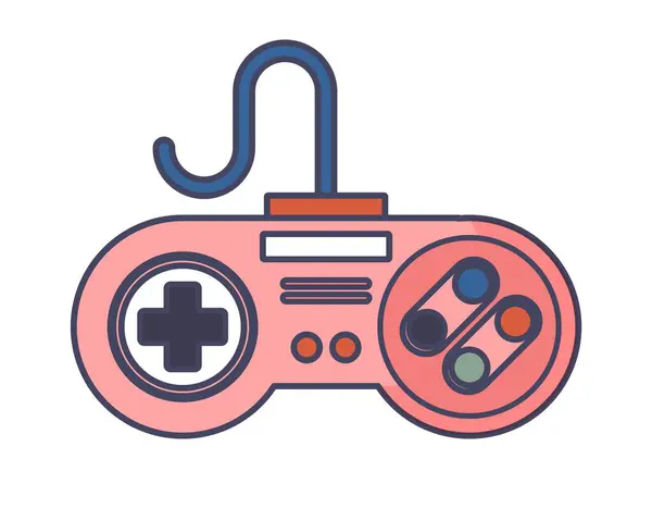 Conceito Gamepad Rosa Retrô Joystick Para Jogos Vídeo Console Entretenimento — Vetor de Stock