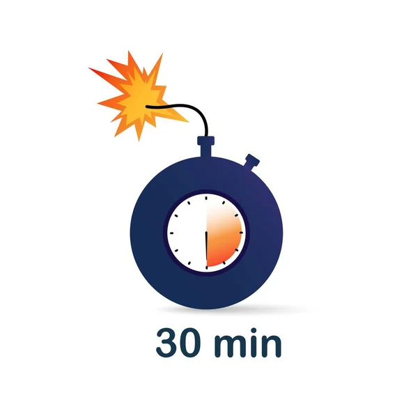 Bombe Horloge Minutes Une Demi Heure Danger Explosion Minuterie Interface — Image vectorielle