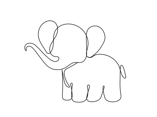 Line Art Elefantenkonzept Afrikanisches Tier Mit Großen Ohren Und Rüssel — Stockvektor