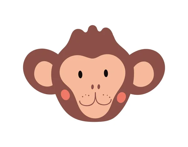 Słodka Małpia Głowa Tropikalne Egzotyczne Zwierzę Dżungla Afrykańska Sawanna Logo — Wektor stockowy
