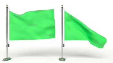 Kopyalama alanı olan boş yeşil bayrak. Reklamcılık ya da ülkeler için 3D bayrak modeli taşımak. Alfa kanallı 4k video. Düzenlenebilir Tasarım Elemanı. Gerçekçi kusursuz döngü animasyonu