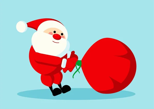 Joyeux Père Noël Personnage Fictif Avec Sac Rouge Culture Traditions — Image vectorielle