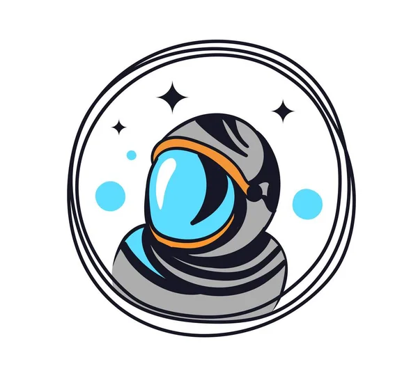 Uzay Logosu Konsepti Yıldızların Arka Planında Koruyucu Giysili Bir Astronot — Stok Vektör