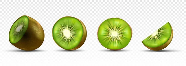 Conjunto Kiwi Mitades Fruta Espacio Copia Comer Sano Sabroso Dieta — Vector de stock