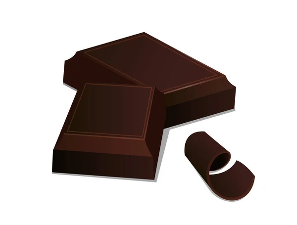 Fekete Csokoládé Darab Koncepció Négyzet Alakú Szeletek Csokoládé Desszert Finomság — Stock Vector
