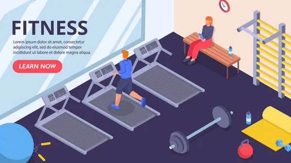 Concept Gym Isométrique Fitness Entraînement Homme Faisant Exercice Cardio Courir — Image vectorielle