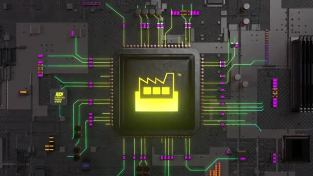 Microprocesador Chip Conexión Con Placa Base Las Señales Pulsantes Movimiento — Vídeos de Stock