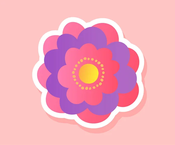 Bunte Blumen Aufkleber Konzept Leuchtend Violette Und Rosa Pflanze Floristik — Stockvektor