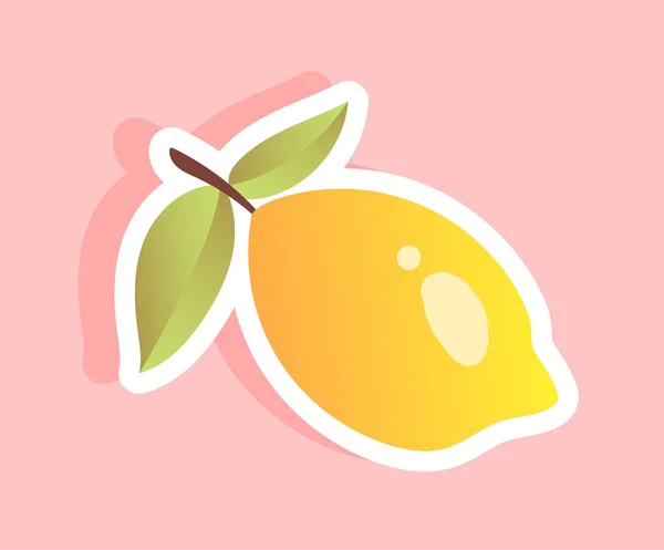 Concetto Adesivo Limone Frutto Giallo Acido Succoso Saporito Adesivo Social — Vettoriale Stock