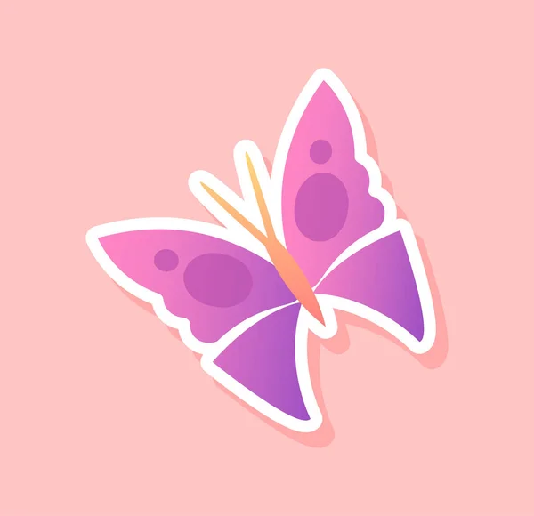 Concepto Etiqueta Mariposa Violeta Hermoso Brillante Insecto Estética Elegancia Emblema — Vector de stock