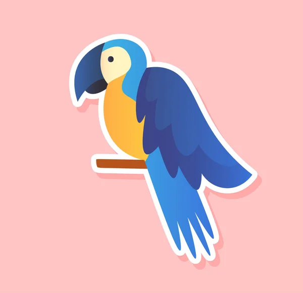 Conceito Autocolante Papagaio Pássaro Tropical Exótico Azul Com Bico Grande —  Vetores de Stock