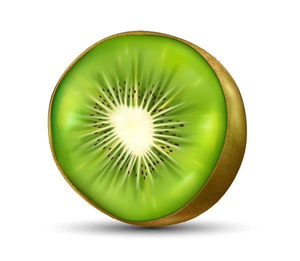 一半的Kiwi概念 含维生素的夏季水果 素食和适当的营养 甜点和美味 网站的海报或横幅 现实的3D矢量说明 — 图库矢量图片