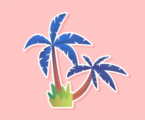 Palm Sticker Concept Tropical Exotic Plants Trees Symbol Summer Season — Stock Vector