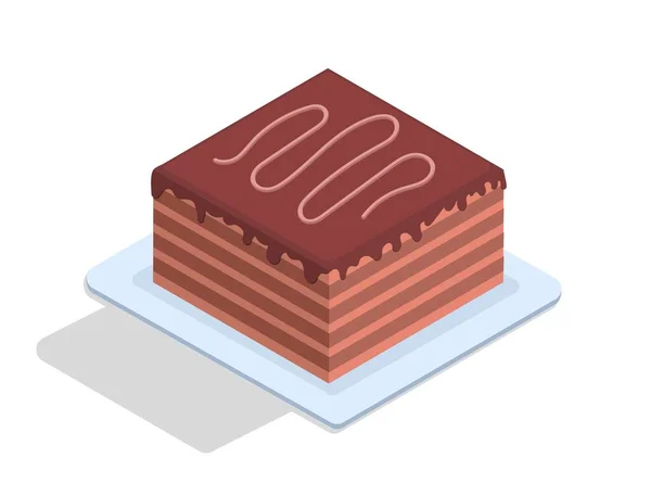 Concept Gâteau Chocolat Menu Café Restaurant Cadeau Pour Anniversaire Anniversaire — Image vectorielle