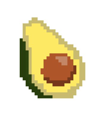 Kawaii avokado kavramı. Meyve ve sebze, doğal ve organik ürün. Vejetaryen diyeti ve düzgün beslenme. Vitaminler ve eser elementler. Poster ya da afiş. Çizgi film düz vektör çizimi